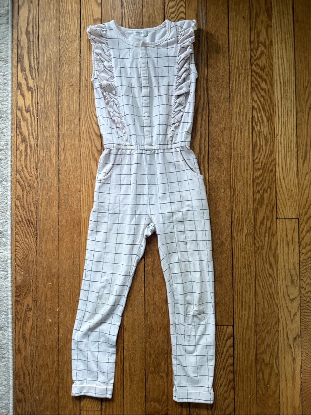 Miles The Label White Grid Ruffle Romper - Size 8